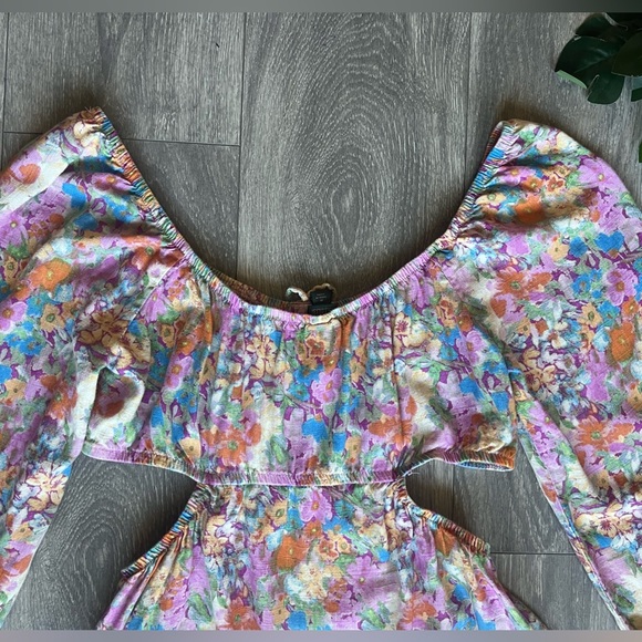 Wild fable Fit & Flare Long Sleeve Floral Cutout Dress. Size M - Picture 11 of 14